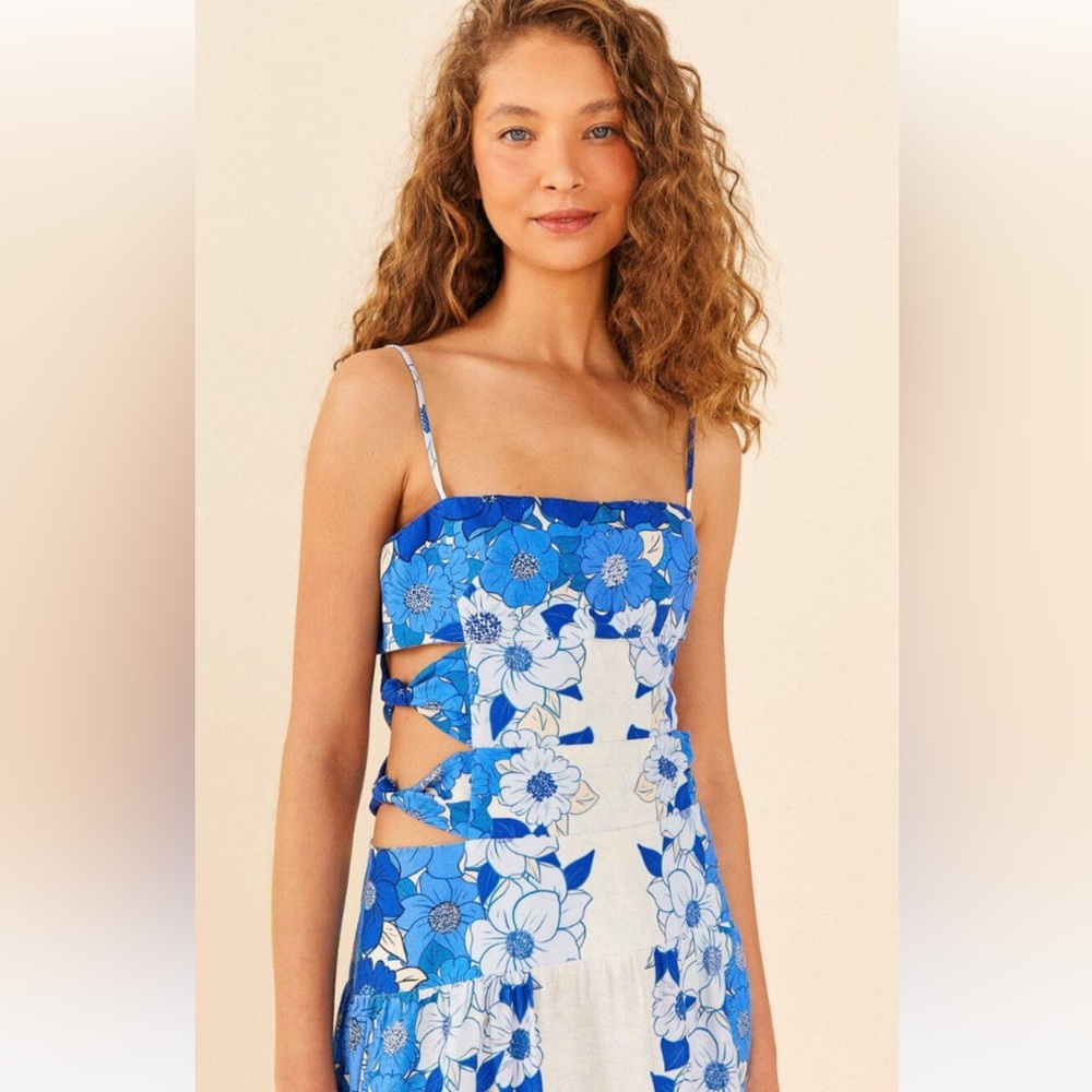 FARM Rio flower stripes midi dress size Med
